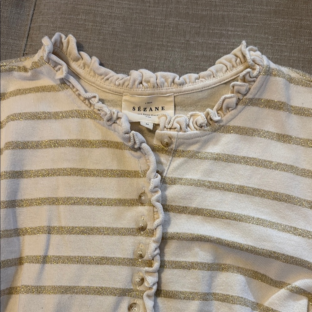 Sézane Gal Marinire Gold and Cream Top